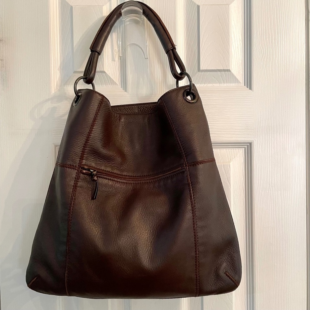 Bottega Veneta Cervo Shoulder Tote Hobo Laptop Bag Dark Brown Leather